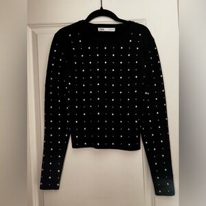 Zara Black Sweater With Silver Studs